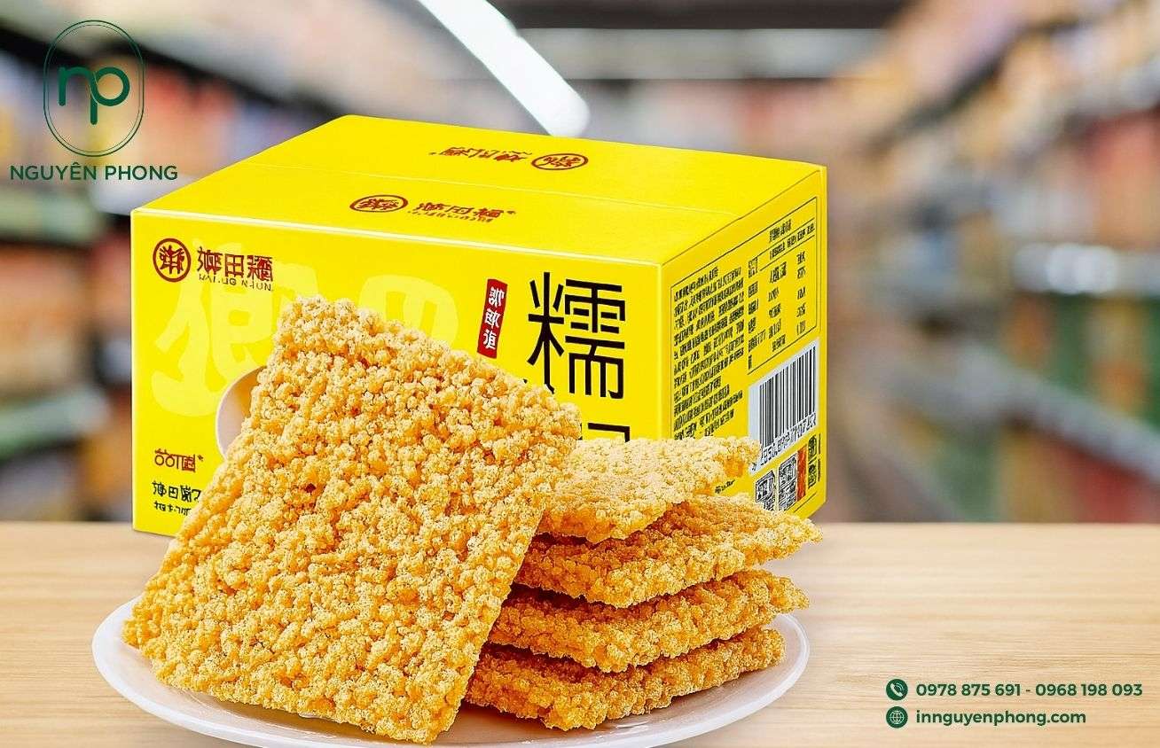 Mẫu hộp đựng cơm cháy đơn giản